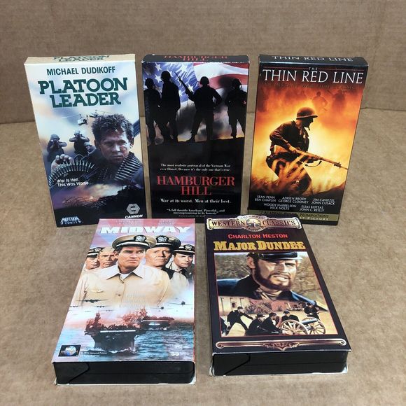 Other - Vintage VHS Tapes 5 Action Movies, Slim Case, Charlton Heston Films War Theme